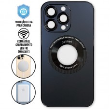 Capa iPhone 14 Pro - Vidro Metallic Magsafe Graphite Black